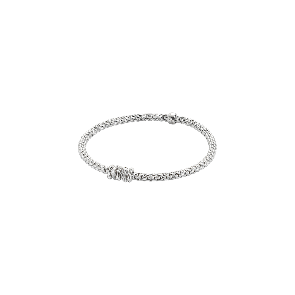 Prima Flex'It 18ct White Gold Bracelet With Five Diamond Set Rondels
