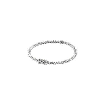 Prima Flex'It 18ct White Gold Bracelet With Five Diamond Set Rondels
