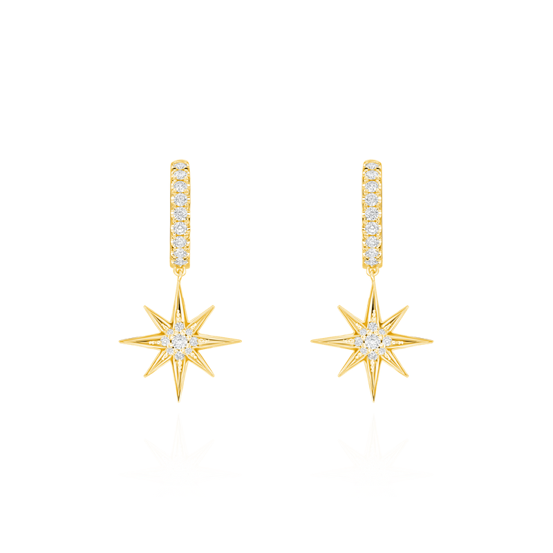 Sienna Collection Star 0.39cts Diamond Hoop Earrings