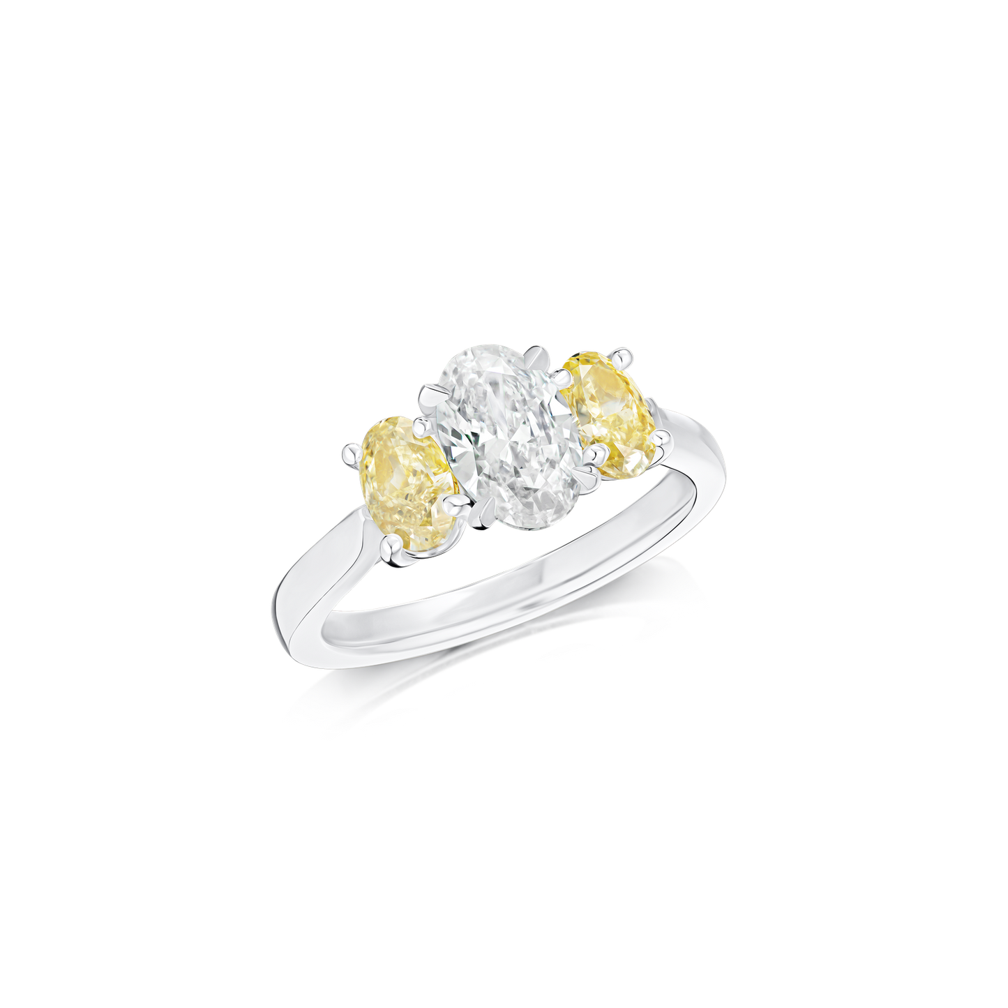 1.10cts White and Yellow Diamond Three Stone Ring