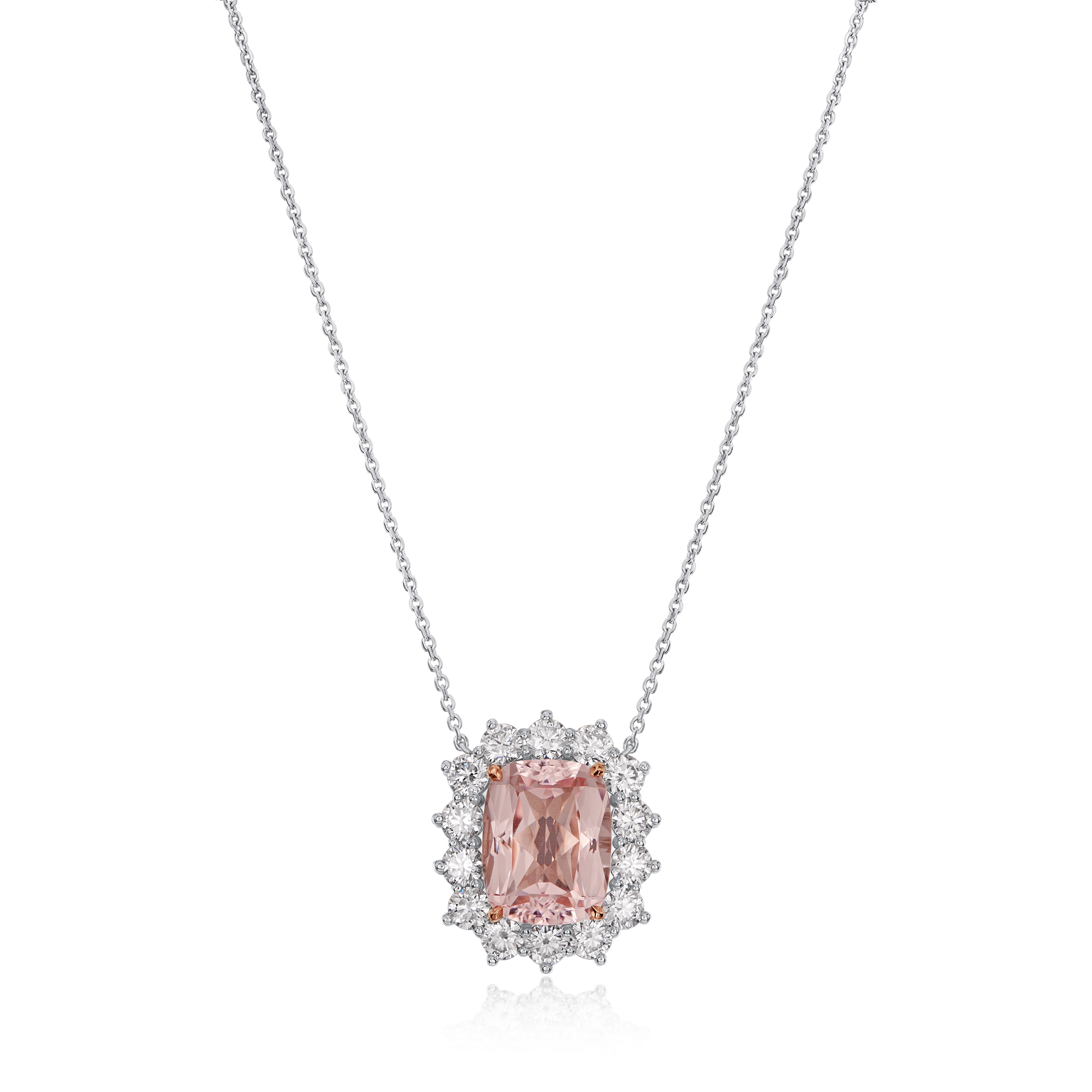 10.06cts Cushion-Shape Morganite Cluster Pendant