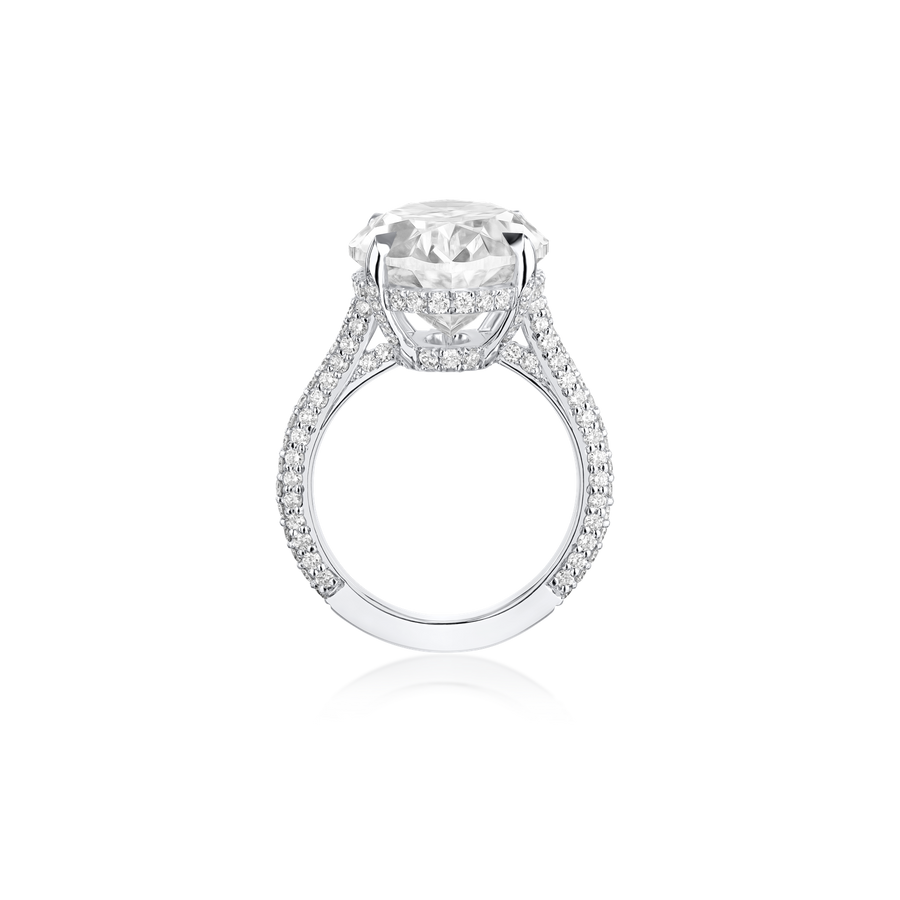 8.01cts Oval-Cut Diamond Ring With Diamond-Set Shoulders