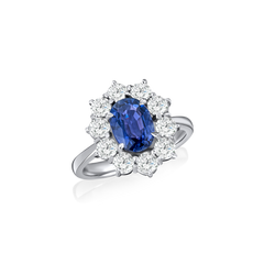 1.44cts Oval Mauve Sapphire and Diamond Cluster Ring