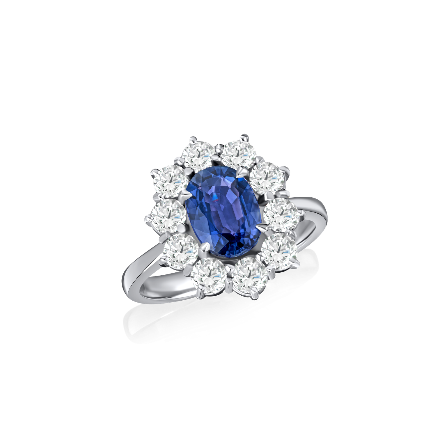 1.44cts Oval Mauve Sapphire and Diamond Cluster Ring