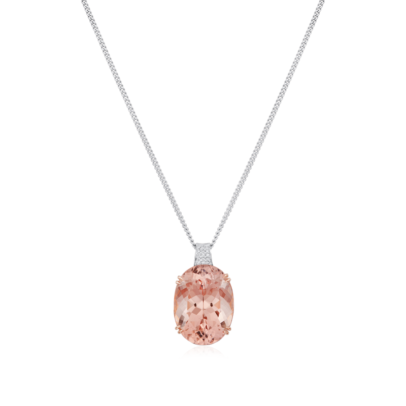 19.19cts Oval-Shape Morganite and Diamond-Set Pendant