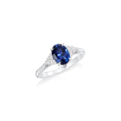 1.39cts Oval-Shape Sapphire and Diamond Ring