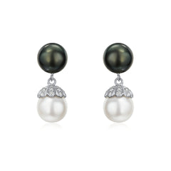 South Sea Cultured Pearl and Diamond Necklace and Earrings Suite
