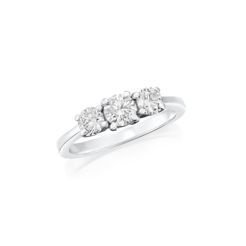 Round Brilliant-Cut Diamond Three Stone Ring