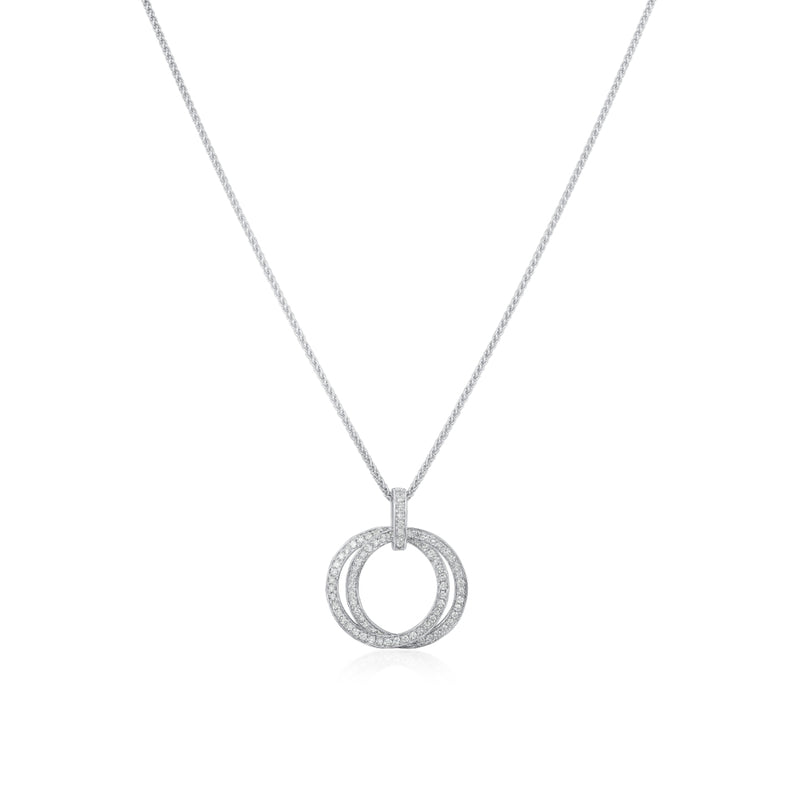 Diamond-Set 19ct White Gold Circle Pendant