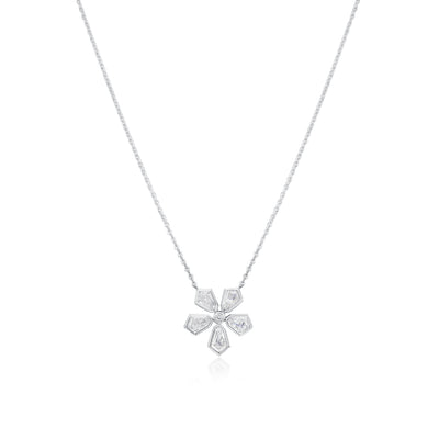 Diamond-Set Flower Platinum Pendant