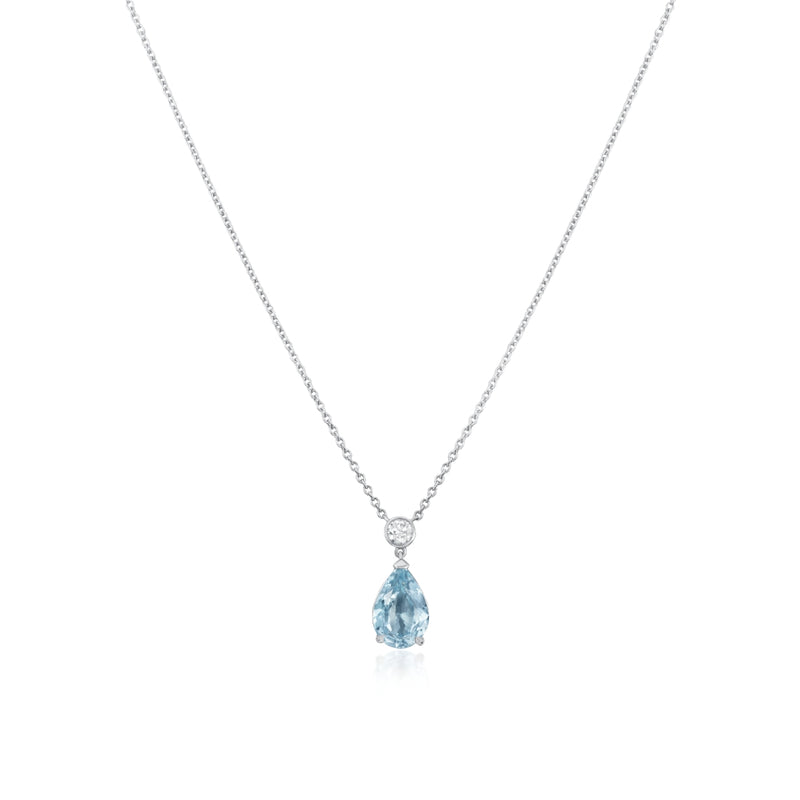 2.23cts Aquamarine and Diamond Drop Pendant