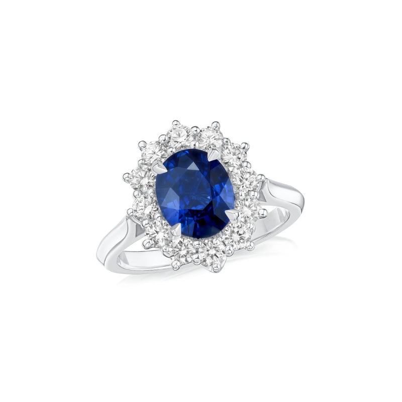 2.56cts Oval-Shape Sapphire and Diamond Ravello Cluster Ring