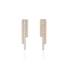 Skyline Collection Three Row Diamond Set Earrings