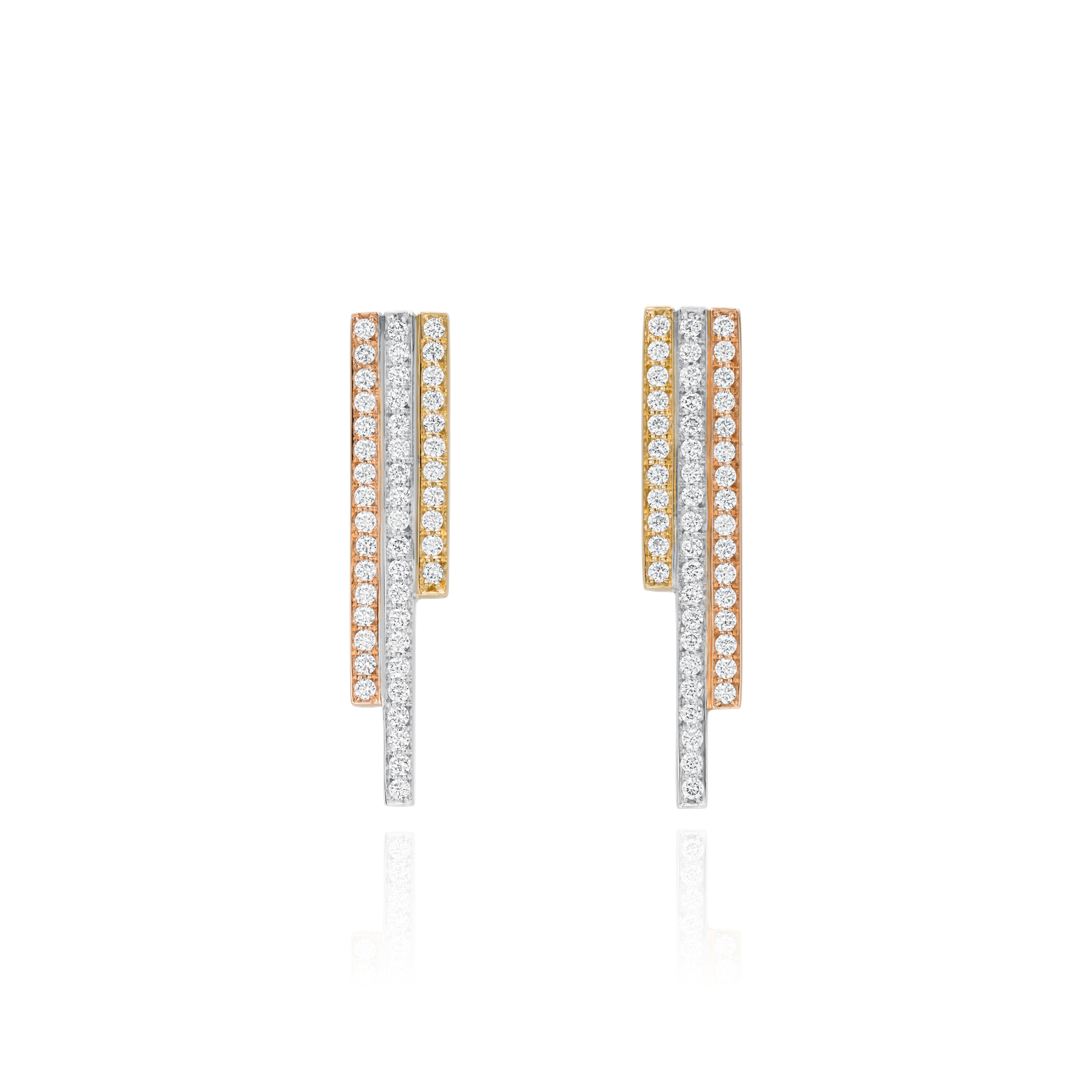 Skyline Collection Three Row Diamond Set Earrings