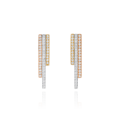 Skyline Collection Three Row Diamond Set Earrings