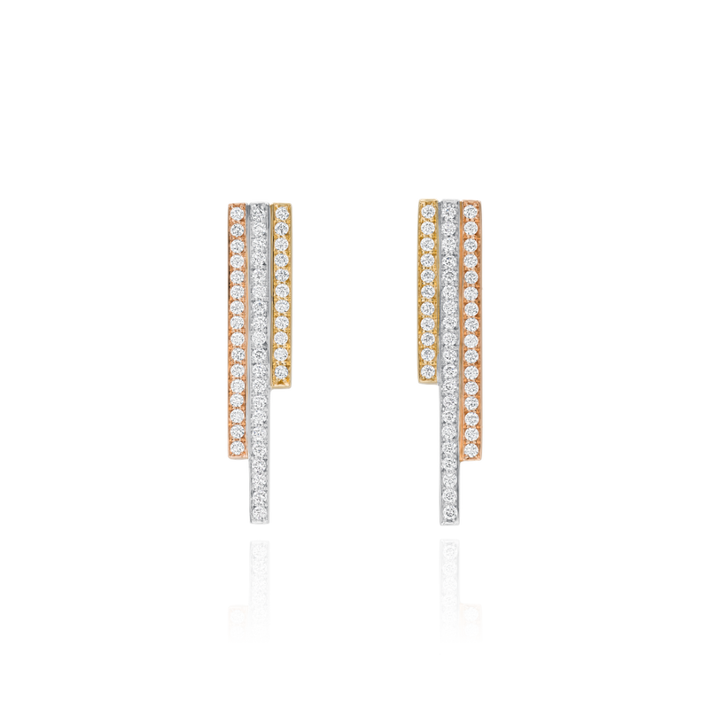 Skyline Collection Three Row Diamond Set Earrings