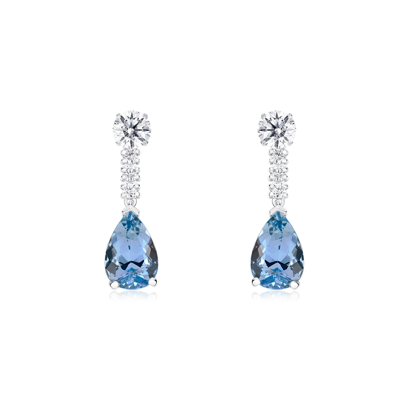 6.15cts Aquamarine and Diamond Slide On/Off Earrings