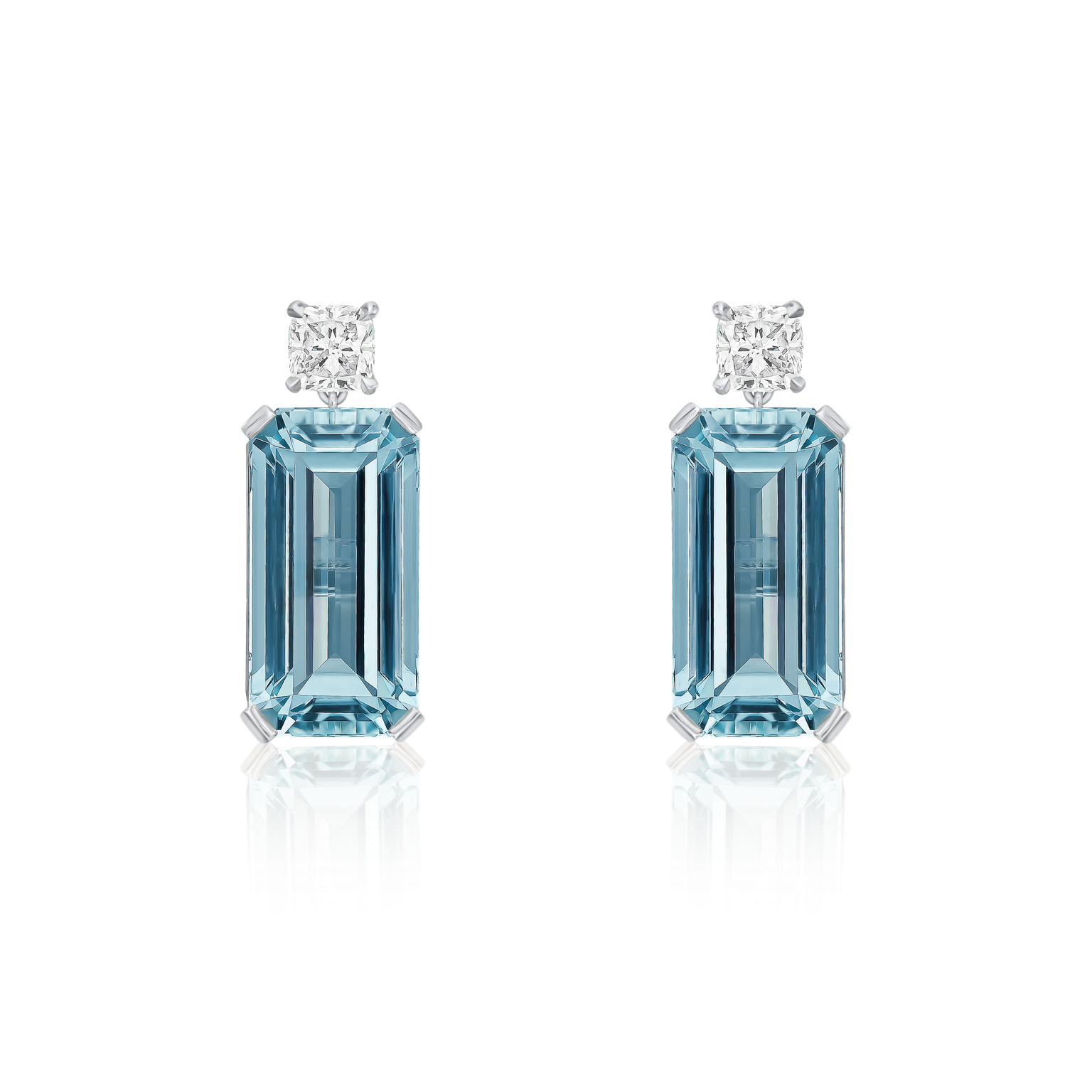 22.54cts Aquamarine and Diamond Drop Earrings