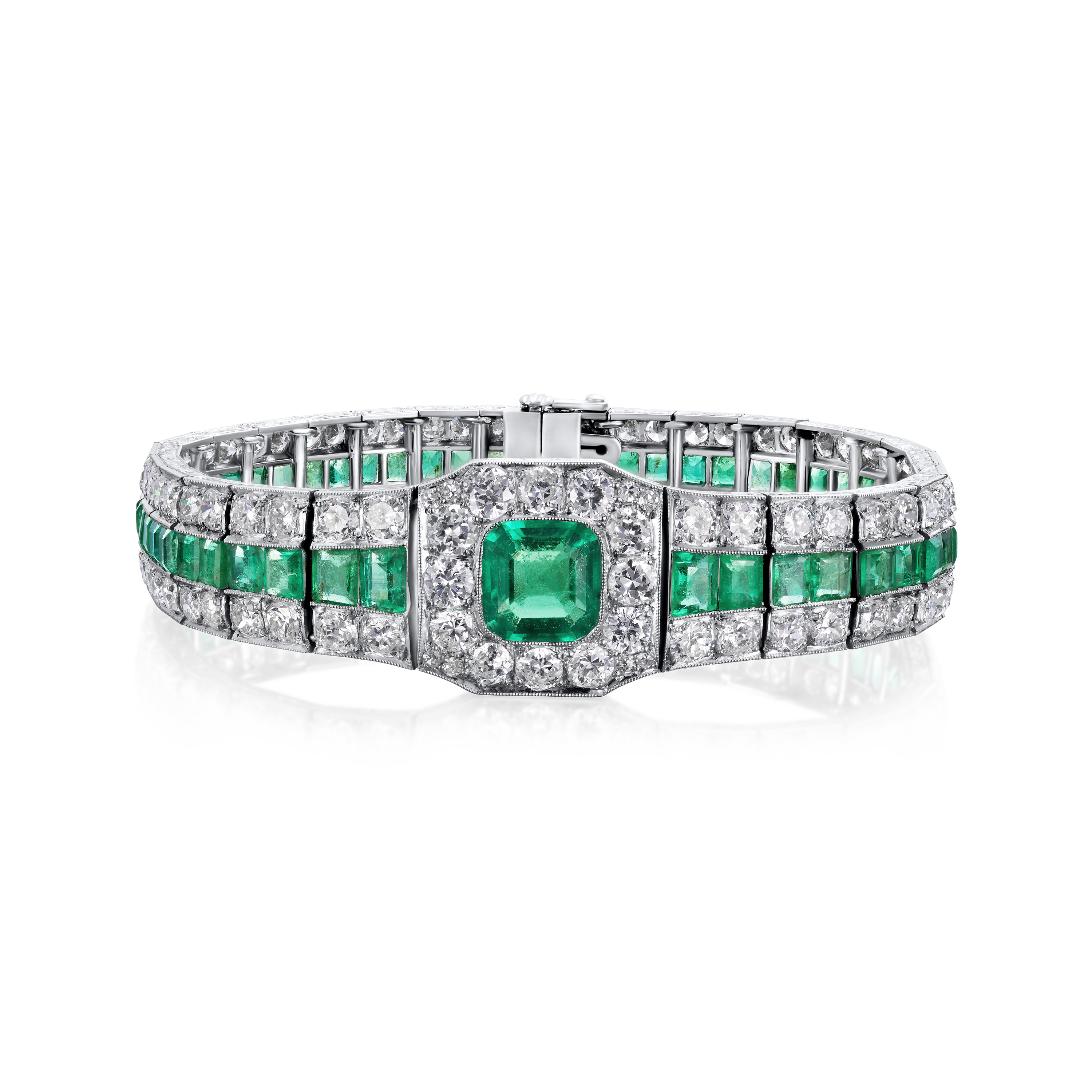 Art Deco Emerald and Diamond bracelet