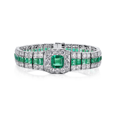 Art Deco Emerald and Diamond bracelet