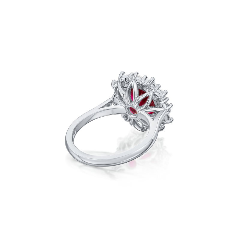 4.01cts Cushion-Shape Ruby and Diamond Ravello Cluster Ring