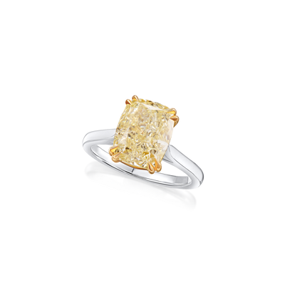 4.40cts Cushion-Cut Yellow Diamond Solitaire Ring