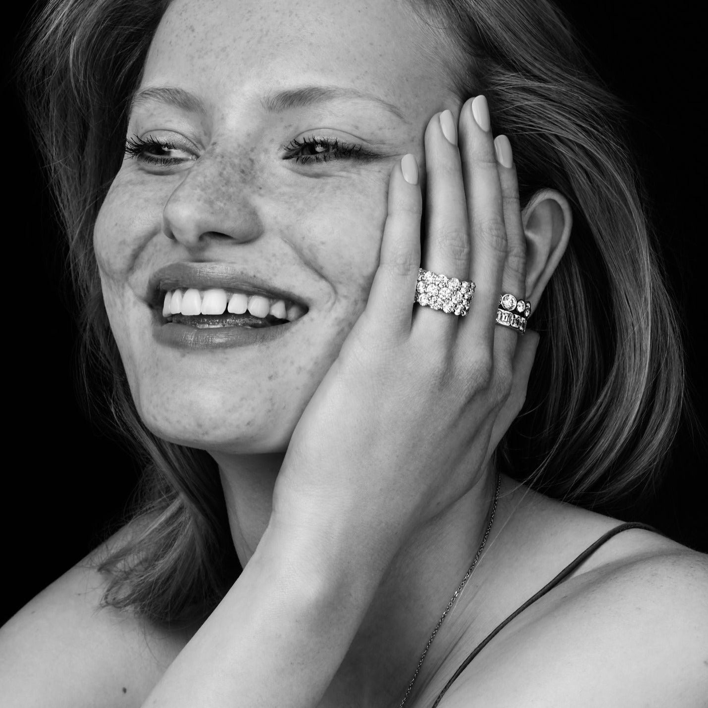 14.57ct Three Row Diamond Wave Ring