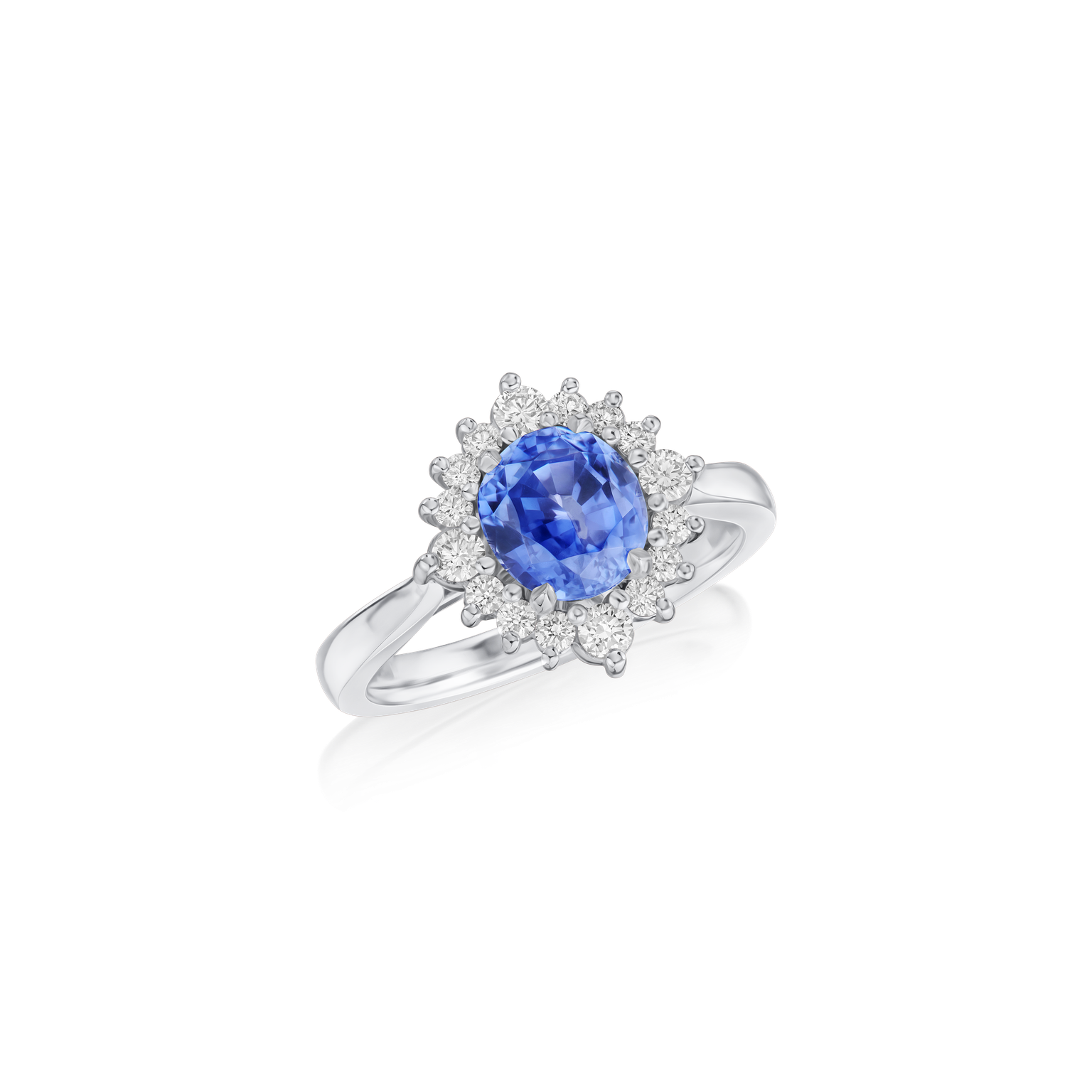 1.98cts Oval-Shape Sapphire and Diamond Cluster Ring