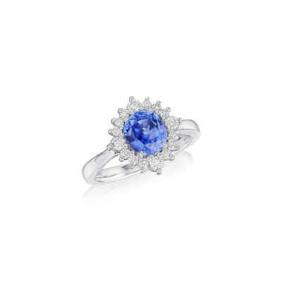 1.98cts Oval-Shape Sapphire and Diamond Cluster Ring