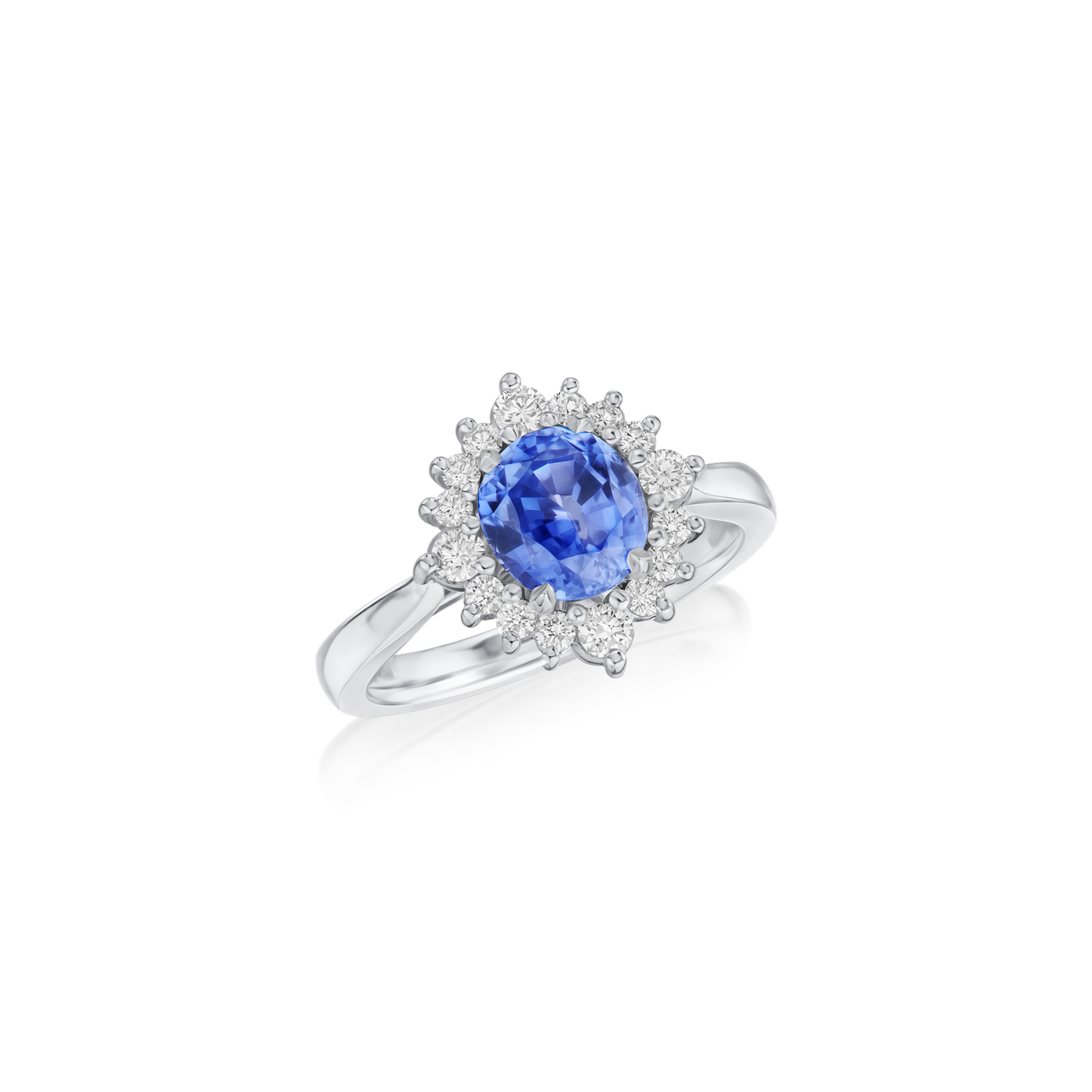 1.98cts Oval-Shape Sapphire and Diamond Cluster Ring