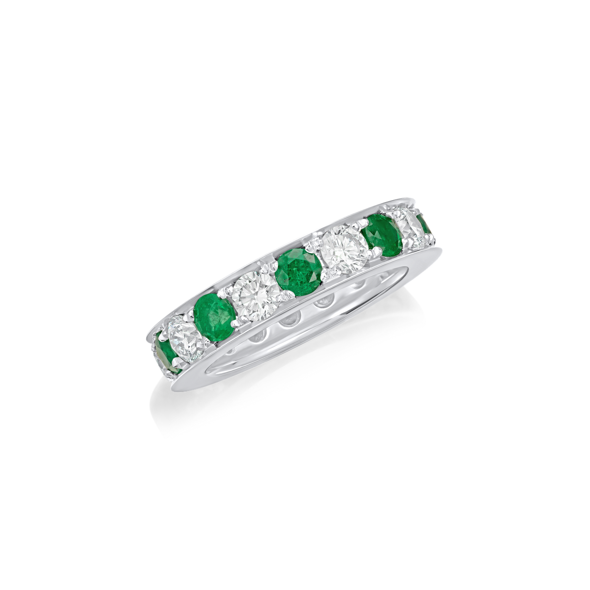 Skyline Emerald and Diamond Full Set Eternity Ring, 4mm