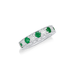 Skyline Emerald and Diamond Full Set Eternity Ring, 4mm