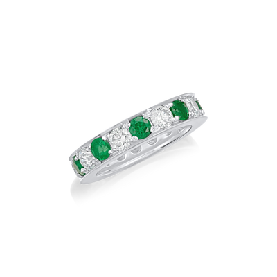 Skyline Emerald and Diamond Full Set Eternity Ring, 4mm