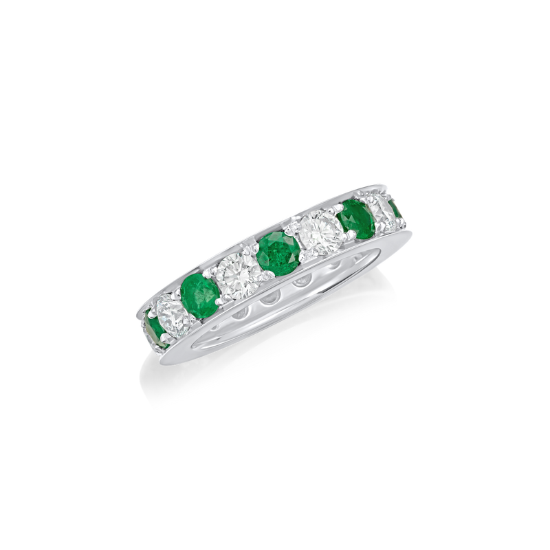Skyline Emerald and Diamond Full Set Eternity Ring, 4mm