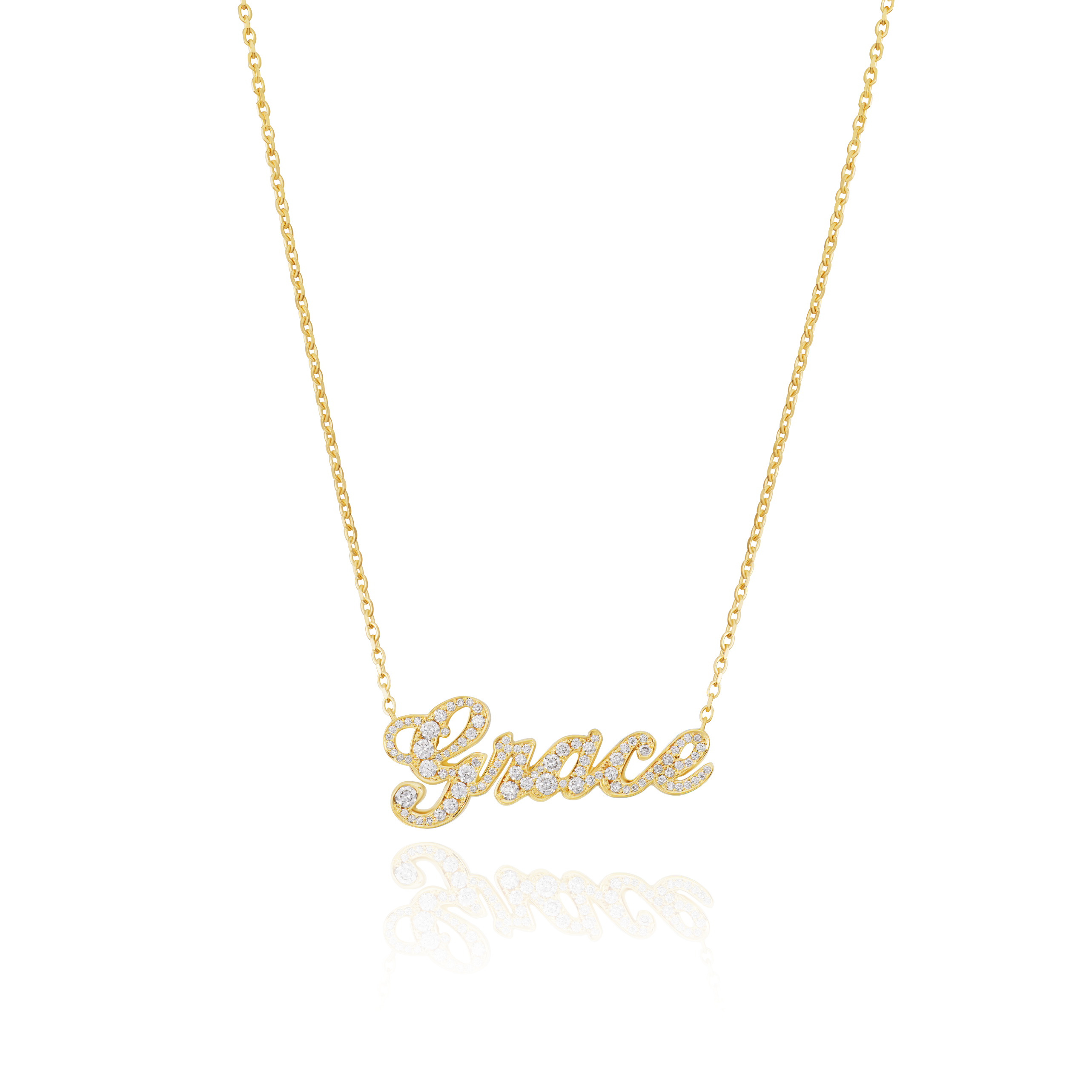 Diamond Set 18ct Yellow Gold Name Pendant