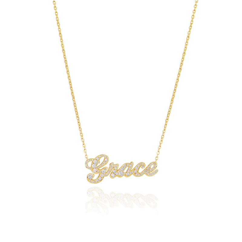Diamond Set 18ct Yellow Gold Name Pendant