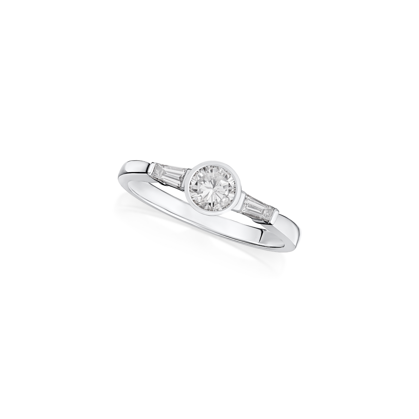 0.38cts Round Brilliant-Cut and Baguette Diamond Ring