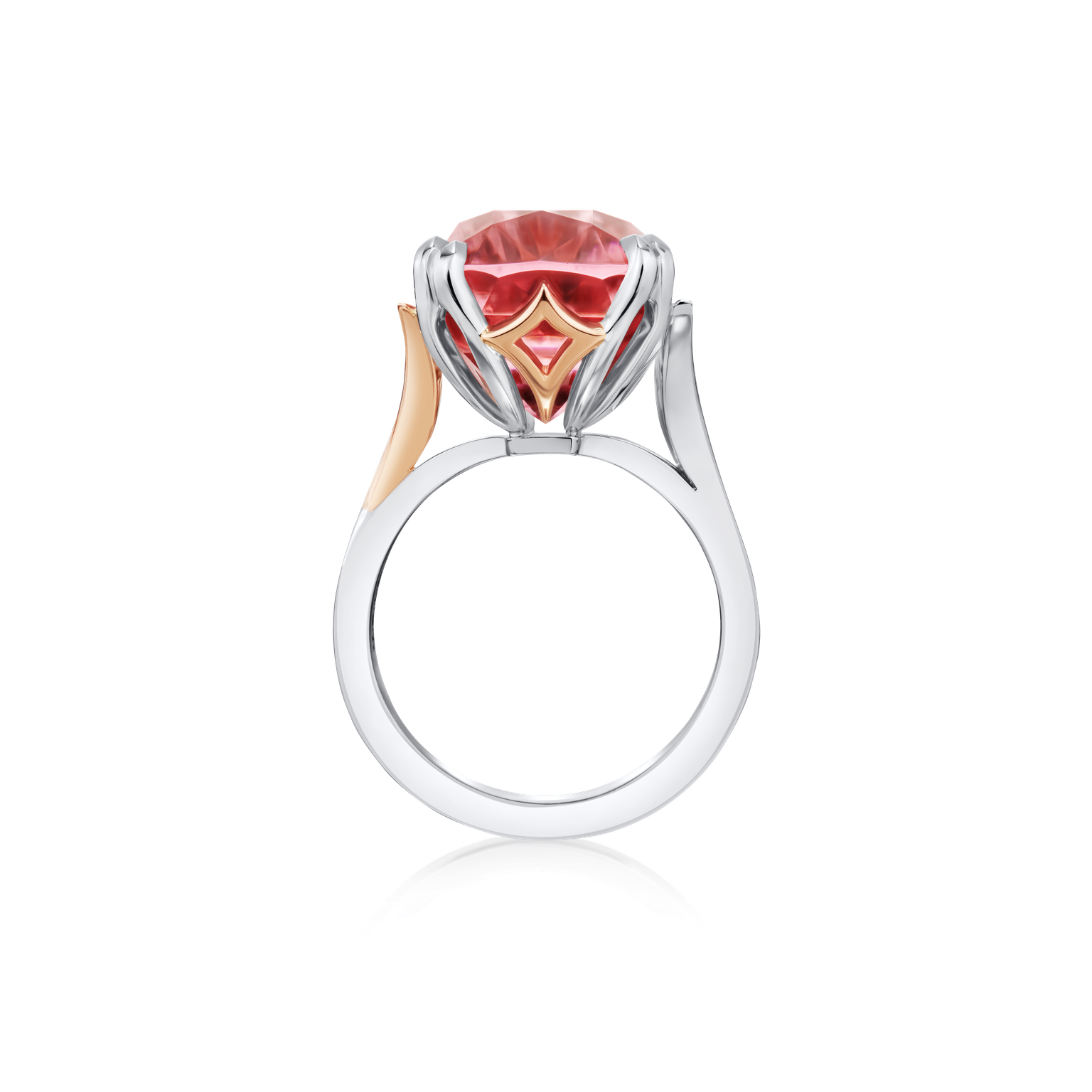 19.73cts Pink Tourmaline and Diamond-Set Shoulders Ring