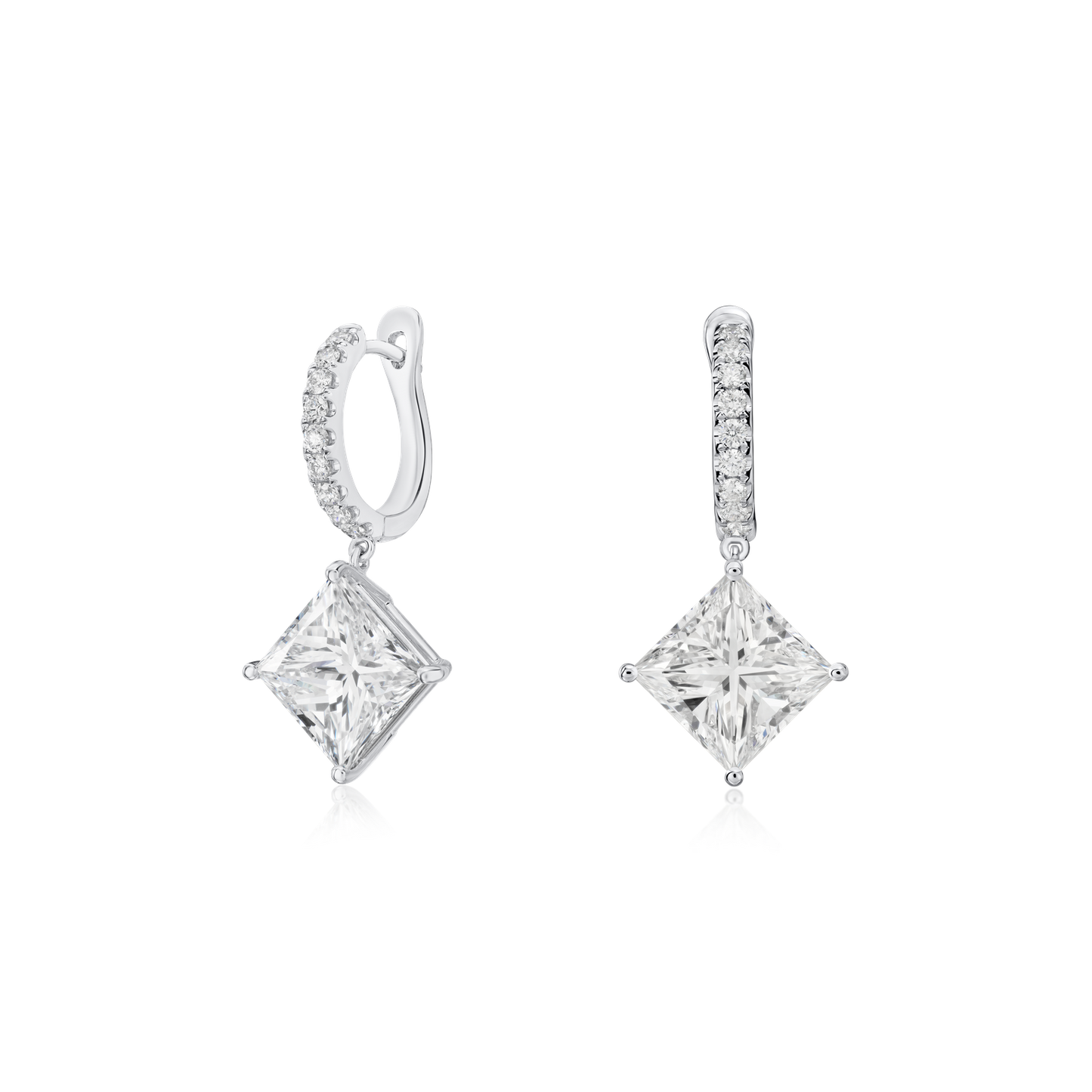 6.37cts Princess-Cut Diamond Hoop Earrings