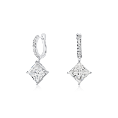6.37cts Princess-Cut Diamond Hoop Earrings