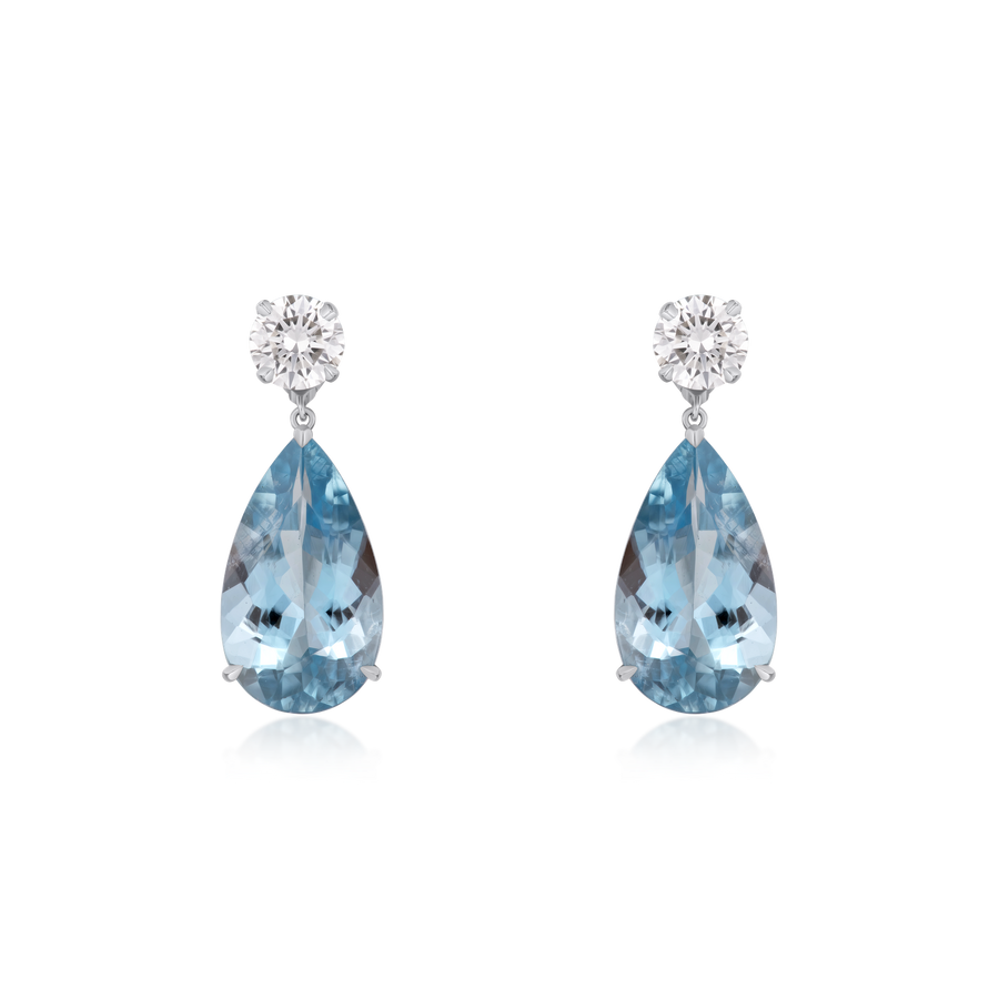 7.97cts Aquamarine and Diamond Drop Earrings