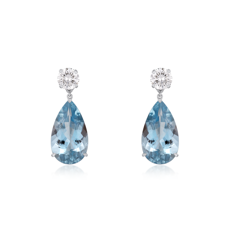 7.97cts Aquamarine and Diamond Drop Earrings