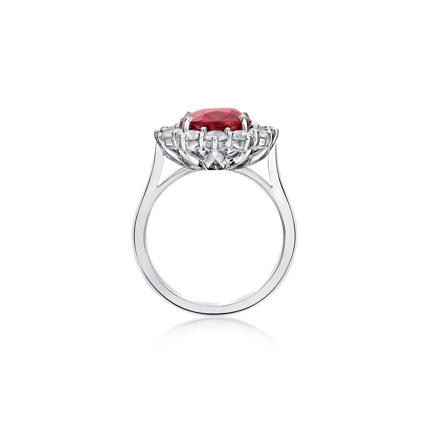 4.01cts Cushion-Shape Ruby and Diamond Ravello Cluster Ring