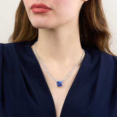 13.66ct Sapphire Pendant on Diamond Line Necklace