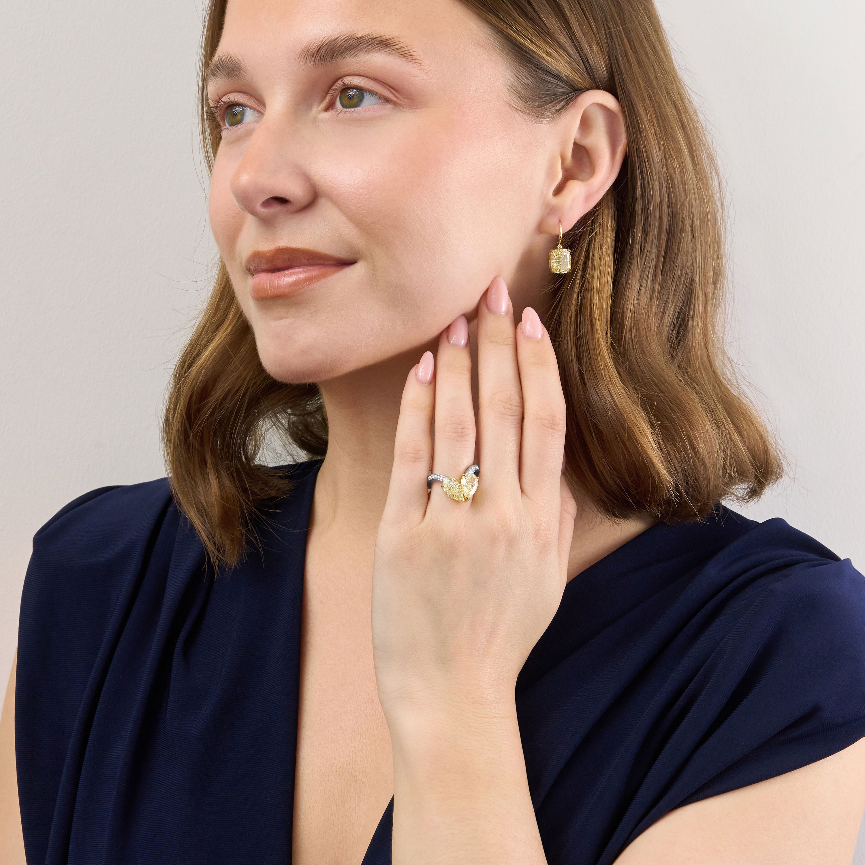 4.04ct Yellow Diamond Two Stone Ring