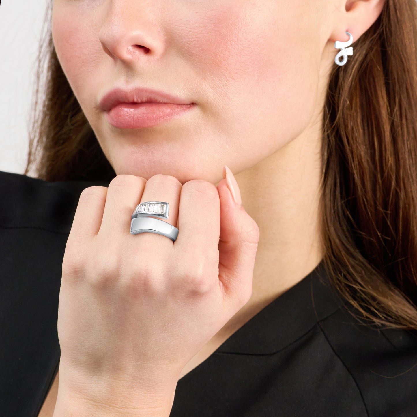 Infinity Platinum Half Diamond Set Crossover Ring
