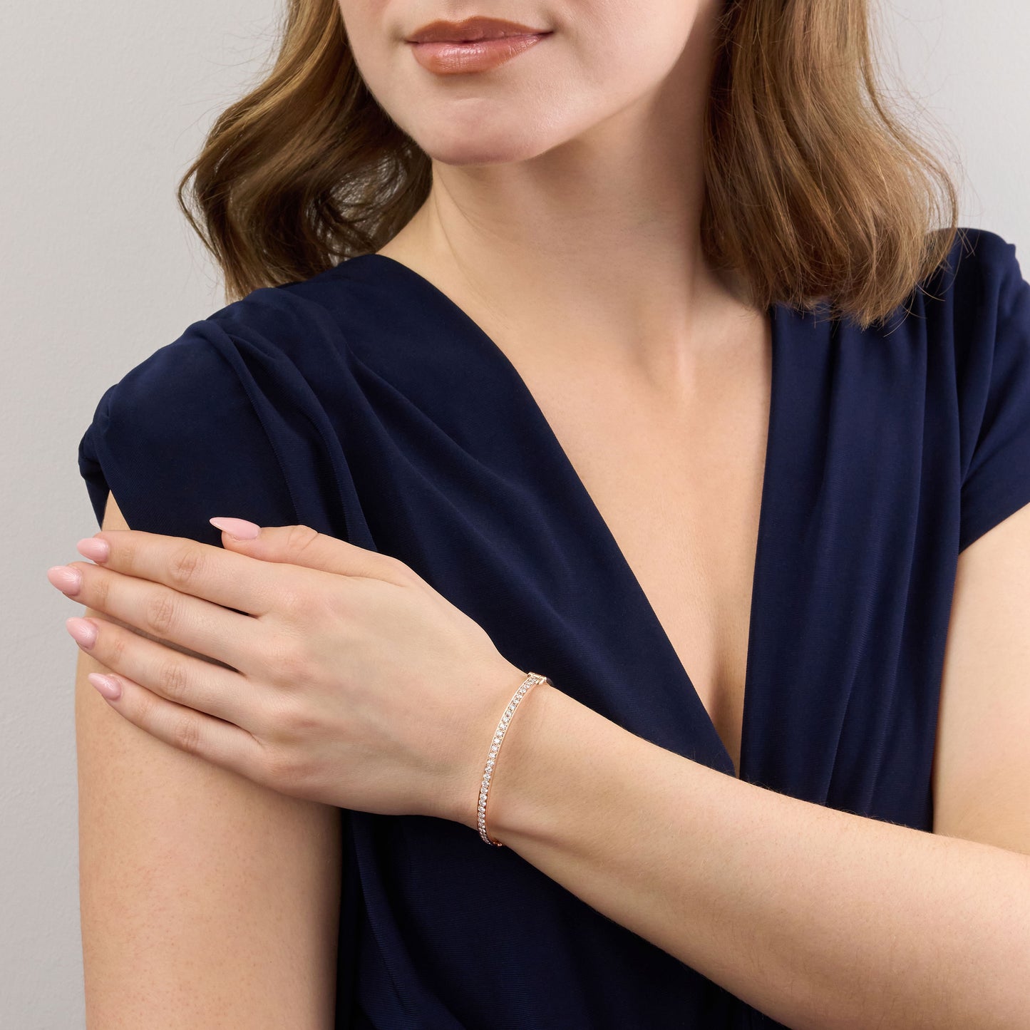 Skyline 18ct Rose Gold Diamond Bangle 3mm