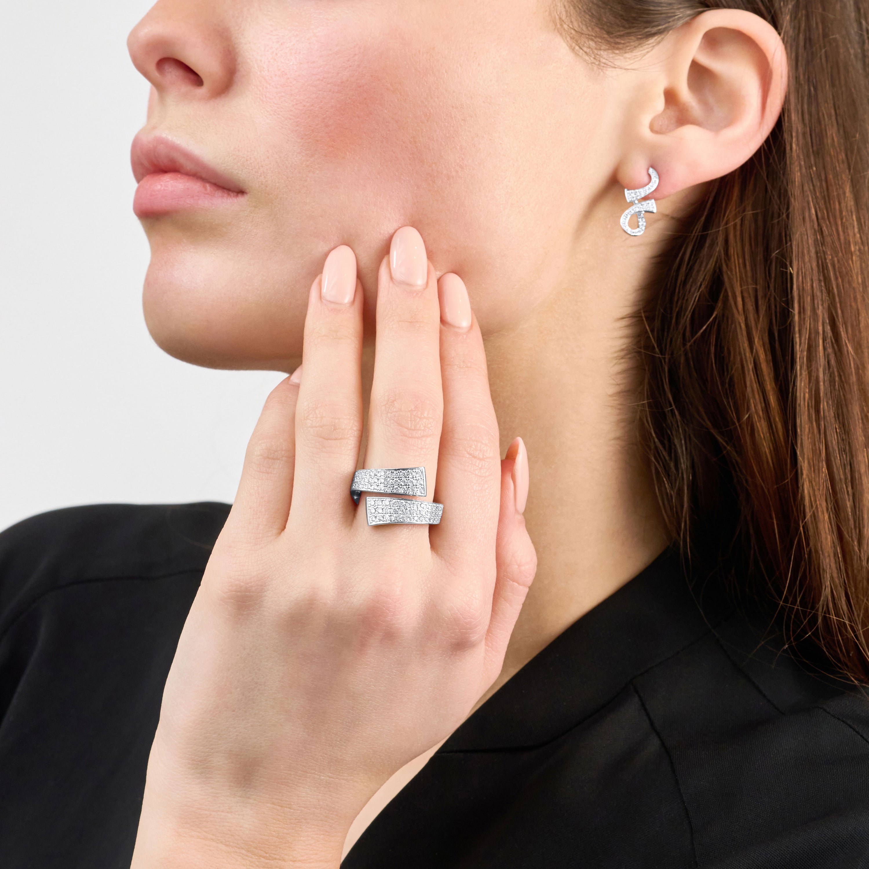 Infinity Platinum Diamond Set Crossover Ring