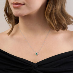 0.54ct Emerald and Diamond Cluster Pendant