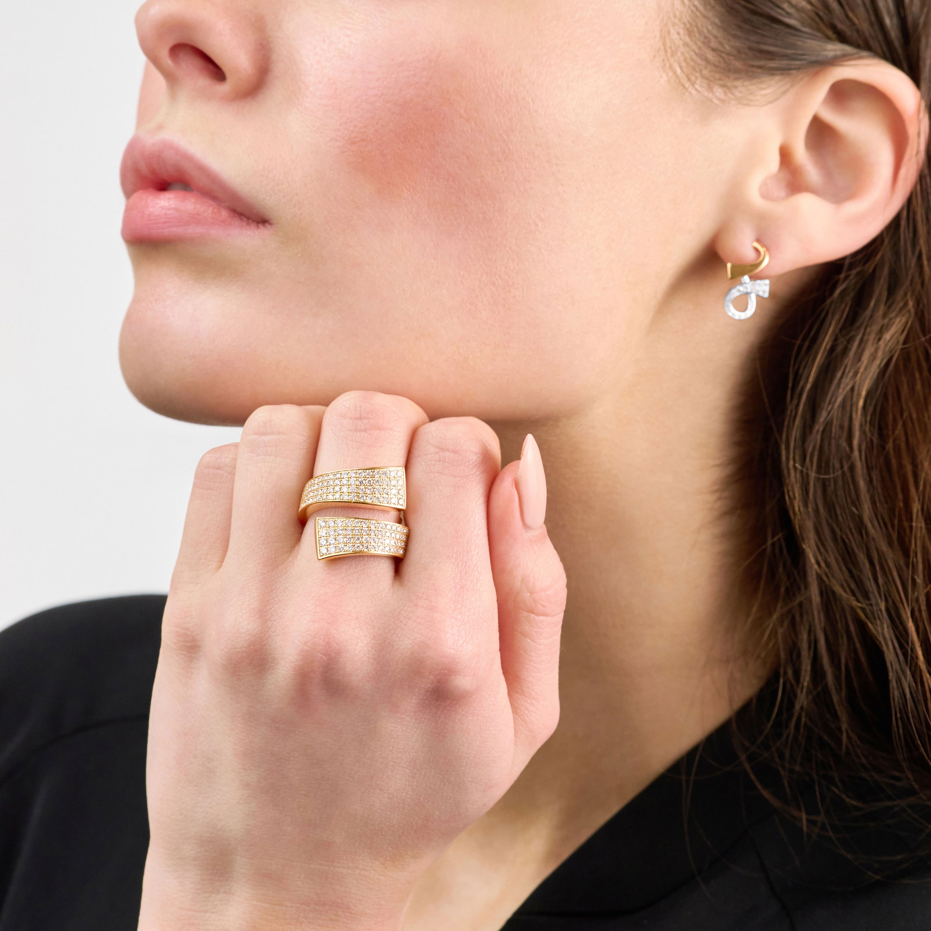 Infinity 18ct Rose Gold Diamond Set Crossover Ring